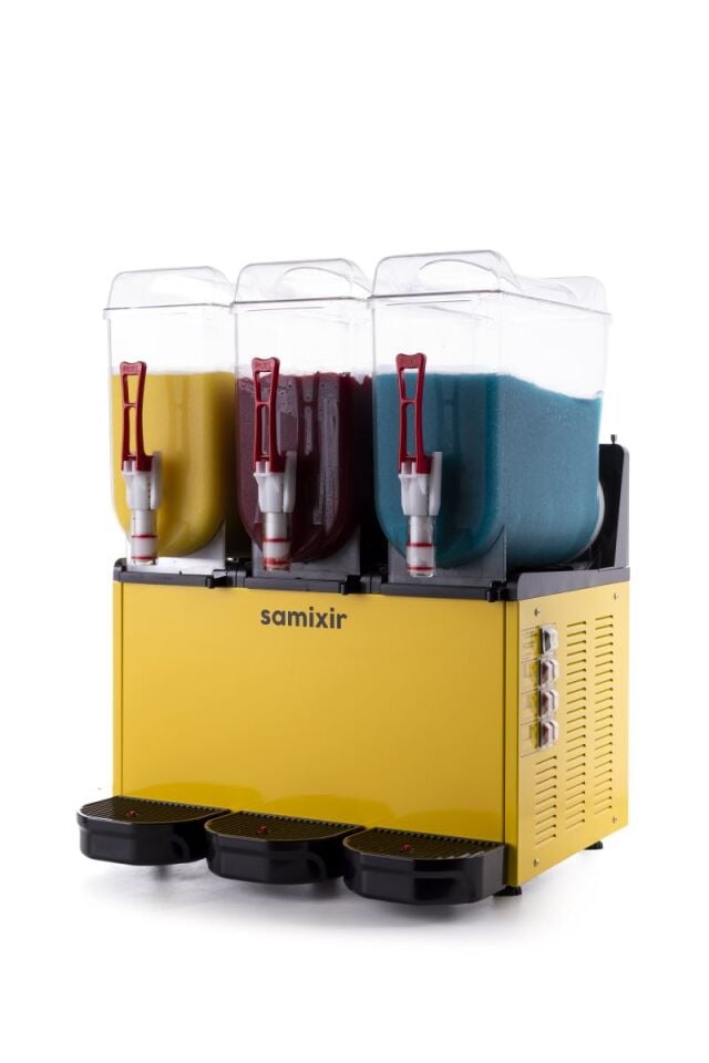 SAMİXİR SLUSH TRİPLE SERİSİ BUZLAŞ MAKİNESİ 12+12+12 LİTRE - SARI